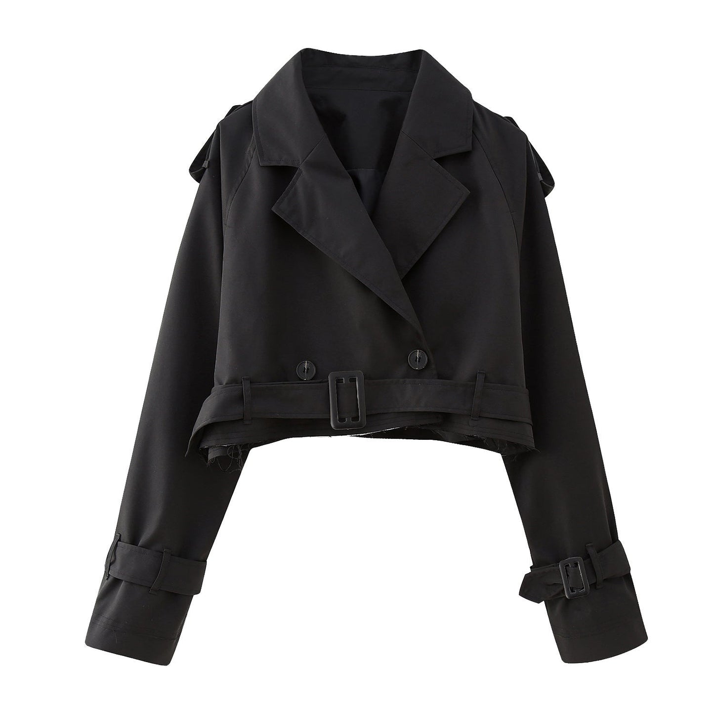 Herbstlicher Trendiger Kurzer Damen-Trenchcoat mit Gürtel – Amelie