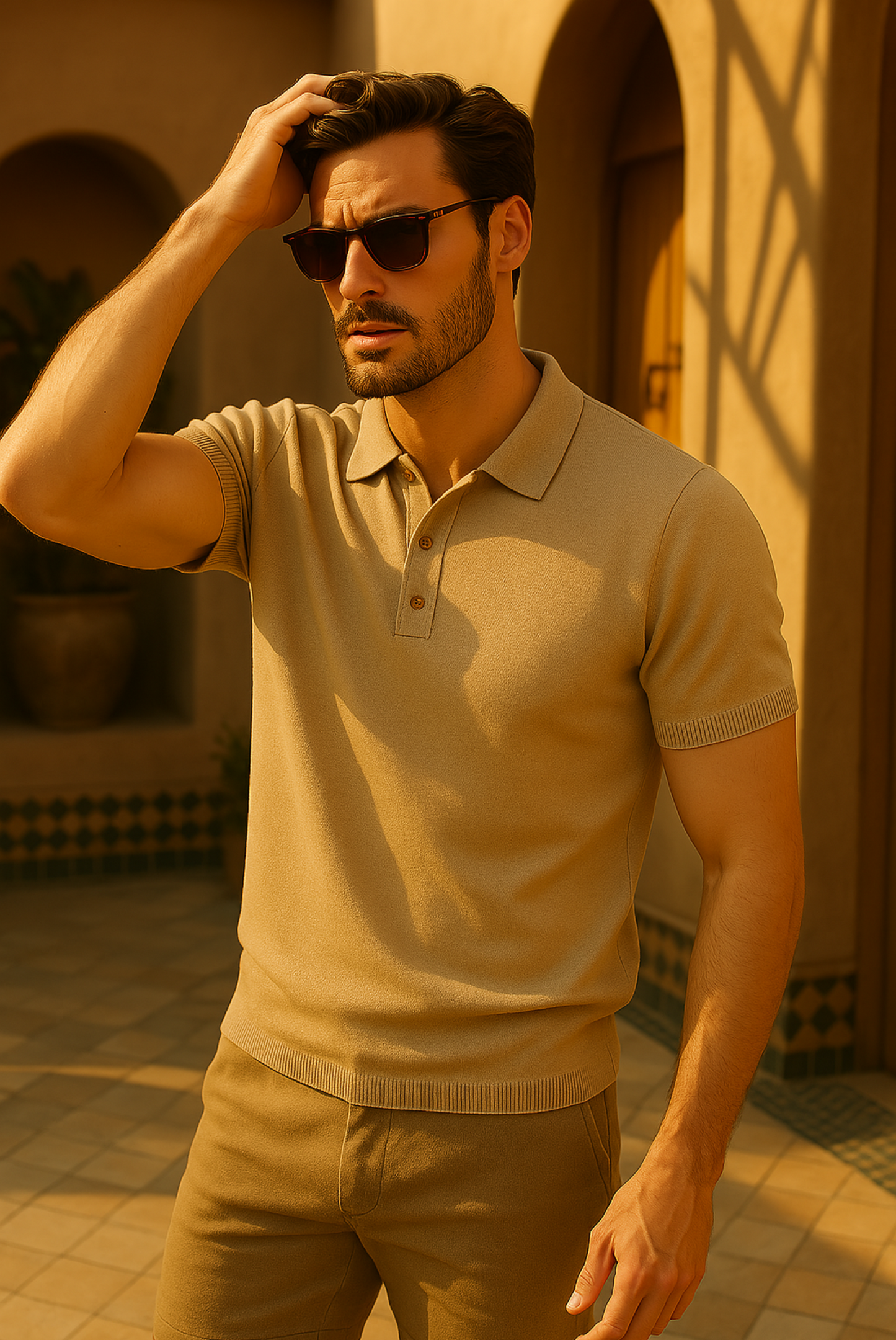 Herbstliches Herren Polo aus Kaschmir-Merinowolle – Caelan