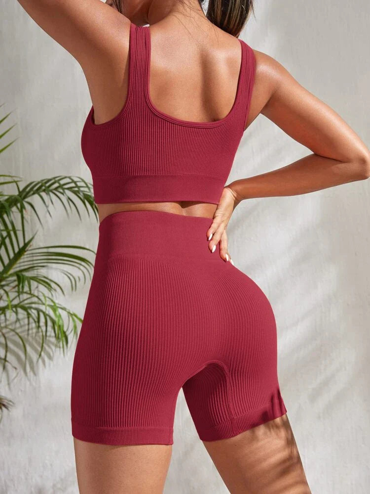 Zweiteiliges Damen Fitness-Set mit Shorts & Sport-Top – Sienna