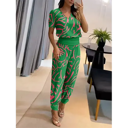 Trendiger Damen Jumpsuit mit Kurzarm & weitem Bein – Alina