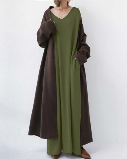 Herbstliches Maxikleid aus Baumwoll-Leinen-Mix – Sorella