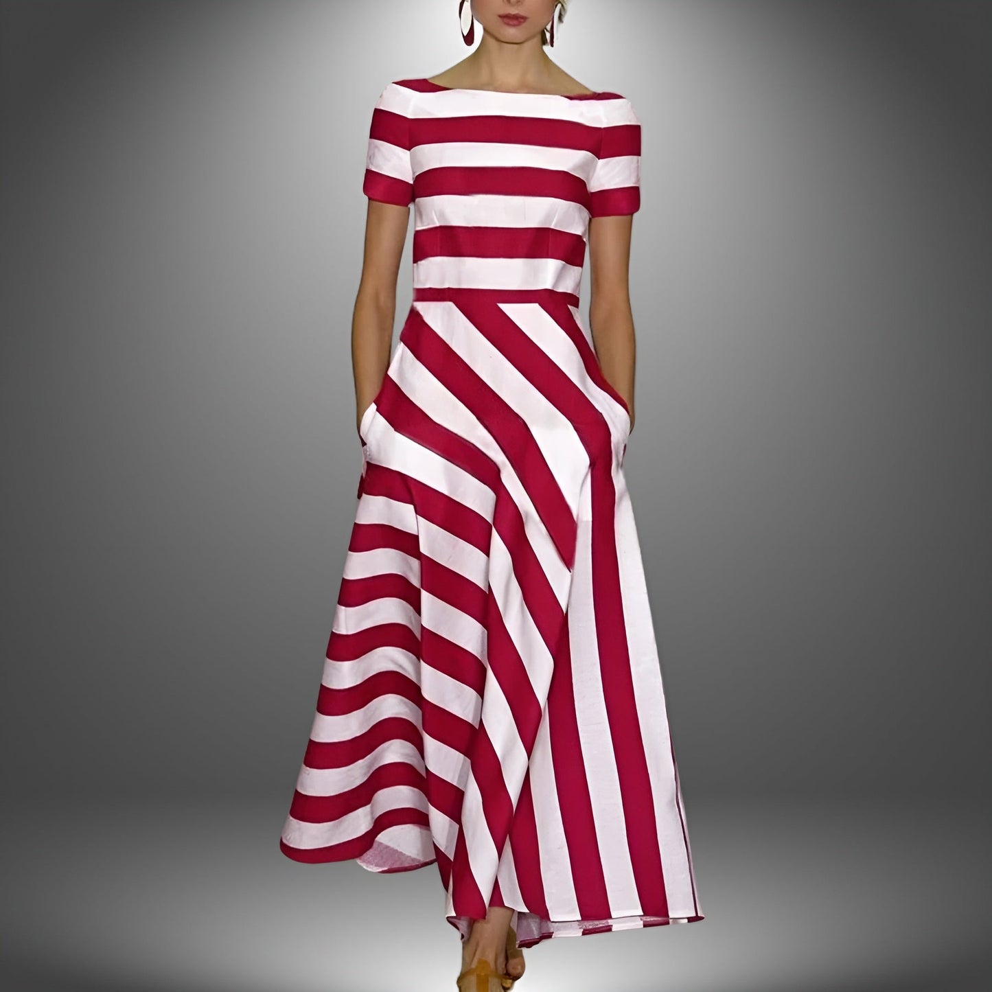 Gestreiftes & Stylishes Maxikleid mit kurzen Ärmeln – Noemi