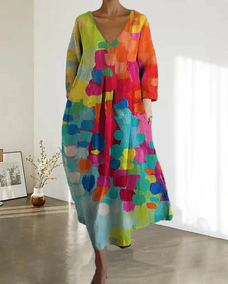 Herbstliches Bunt Bedrucktes Kleid - Yara