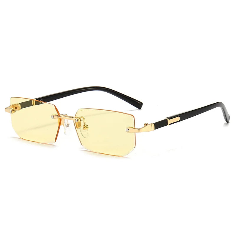 Stylische Rechteck-Sonnenbrille ohne Rahmen für Damen - KlaraView