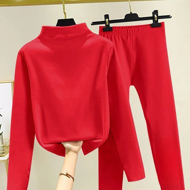 Zweiteilige Damen Winter Set mit Fleecepullover und Hose – Eva