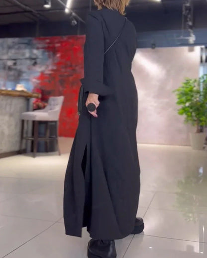 Lange Loose Herbstkleid mit Seitenschlitz - Noémie
