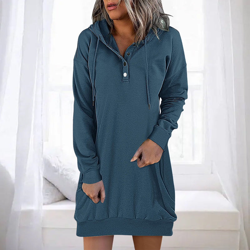 Herbstlicher Minimalistischer Long Damen Hoodie – Valeria