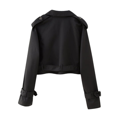 Herbstlicher Trendiger Kurzer Damen-Trenchcoat mit Gürtel – Amelie