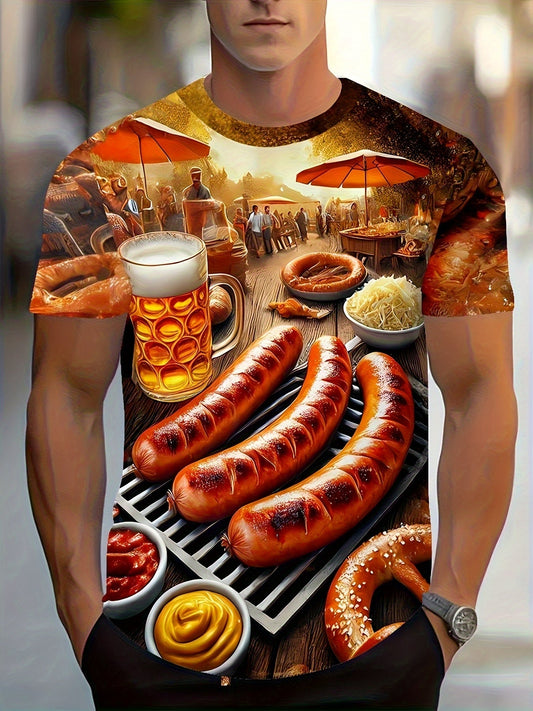 Herren Kurzarm T-Shirt mit BBQ- & Bier-Print – Karl Oktoberfest 2026