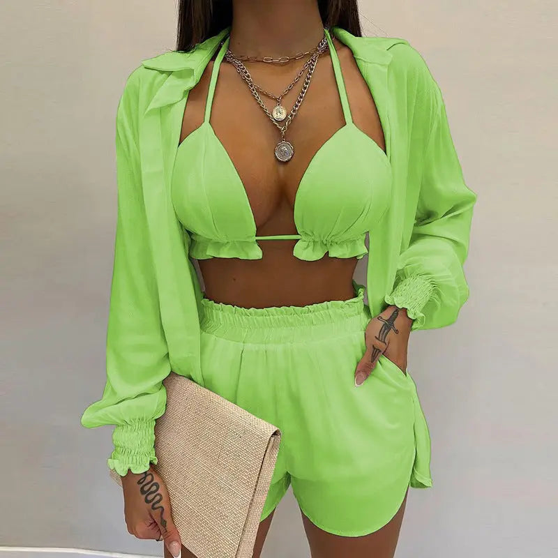 Stylisches 3-teiliges Sommeroutfit für Strand und Pool - TropenGlow