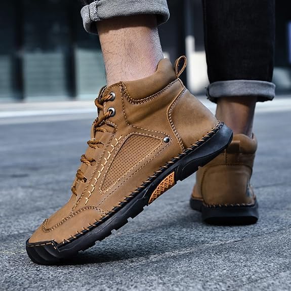 Handgefertigte wasserdichte orthopädische Stiefel für Männer – Fußgewölbestütze und rutschfeste Sohlen – Renvar