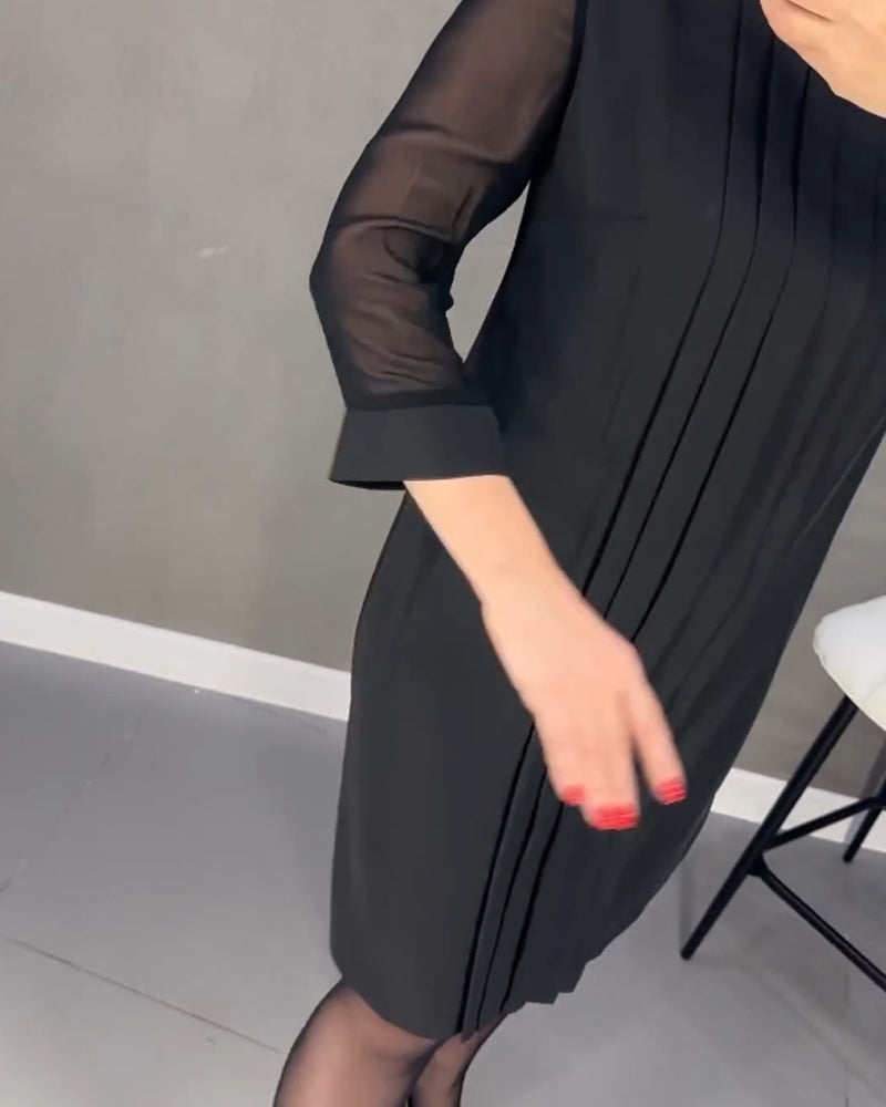 Elegantes Herbst-Shiftkleid mit Mesh-Details – Gabrielle