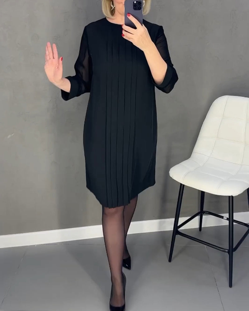 Elegantes Herbst-Shiftkleid mit Mesh-Details – Gabrielle
