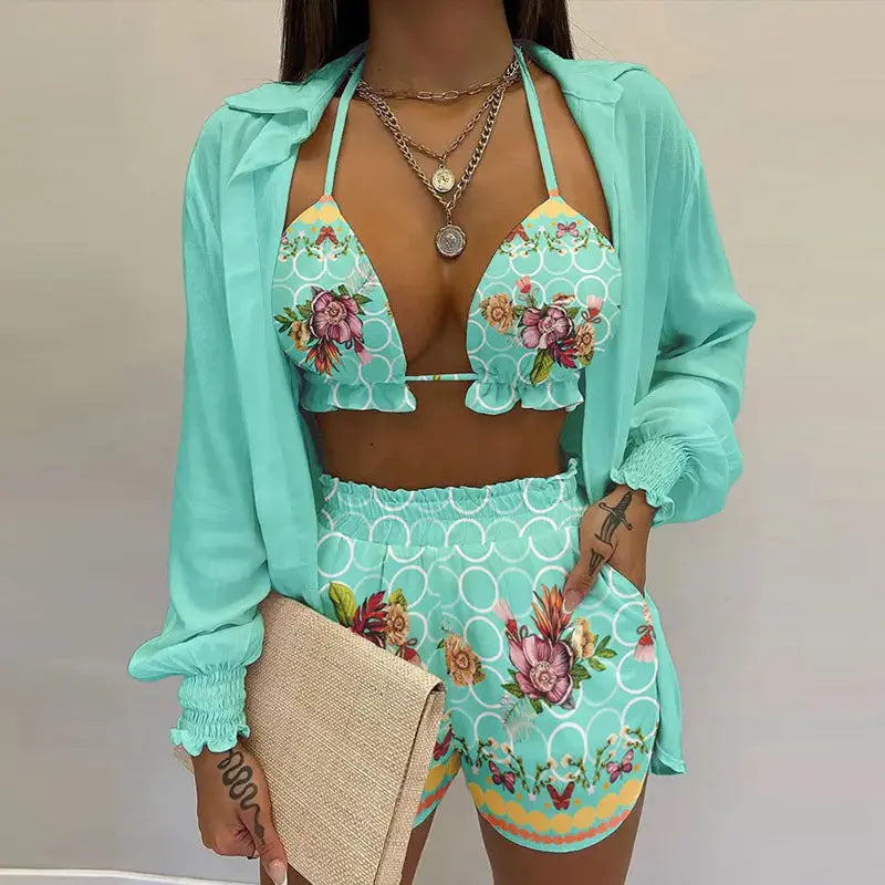 Stylisches 3-teiliges Sommeroutfit für Strand und Pool - TropenGlow