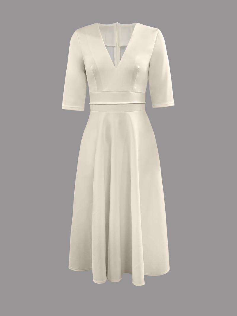 Retro Weißes A-Linien-Swingkleid – Herbstzauber Vivienne