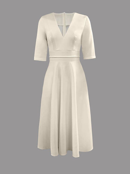 Retro Weißes A-Linien-Swingkleid – Herbstzauber Vivienne