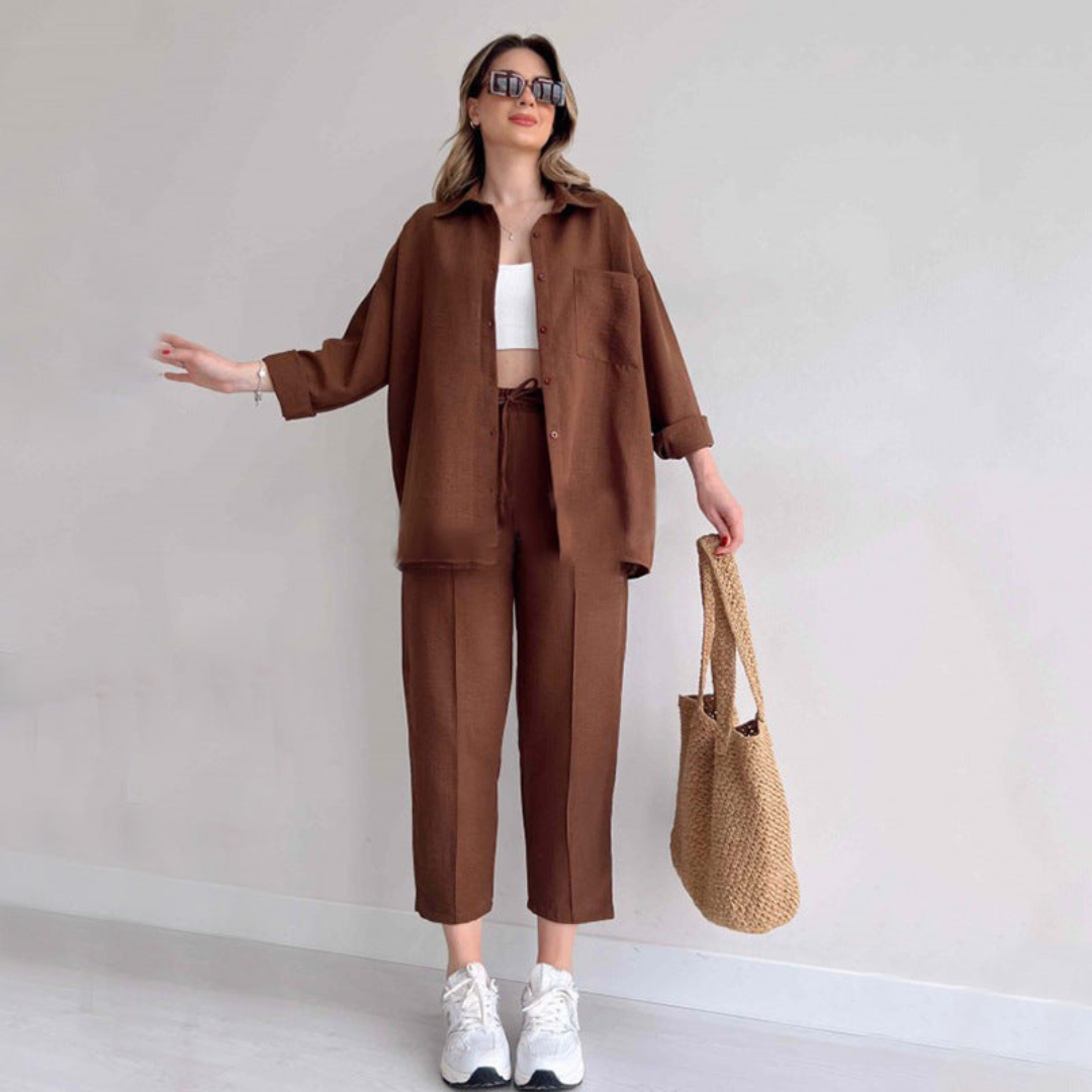 Leichte Damen Leinen-Zweiteiler – Camille Herbstzauber Edition