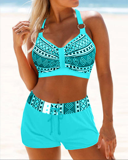 Bikini mit Hoher Taille und Geometrischem Muster – Serena