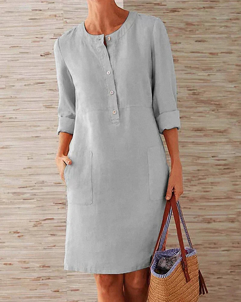 Elegantes Herbstkleid mit Knopfleiste – Allegra
