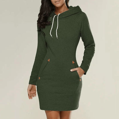 Herbstliches Kapuzen-Sweatkleid mit Taschen – Isabella