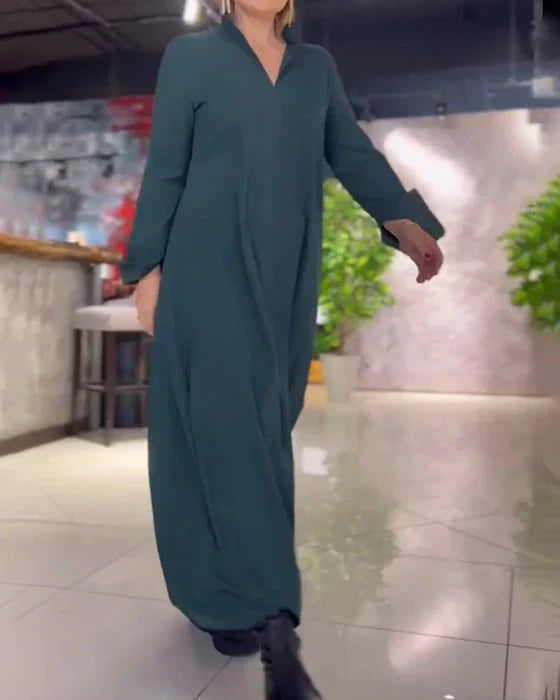 Lange Loose Herbstkleid mit Seitenschlitz - Noémie