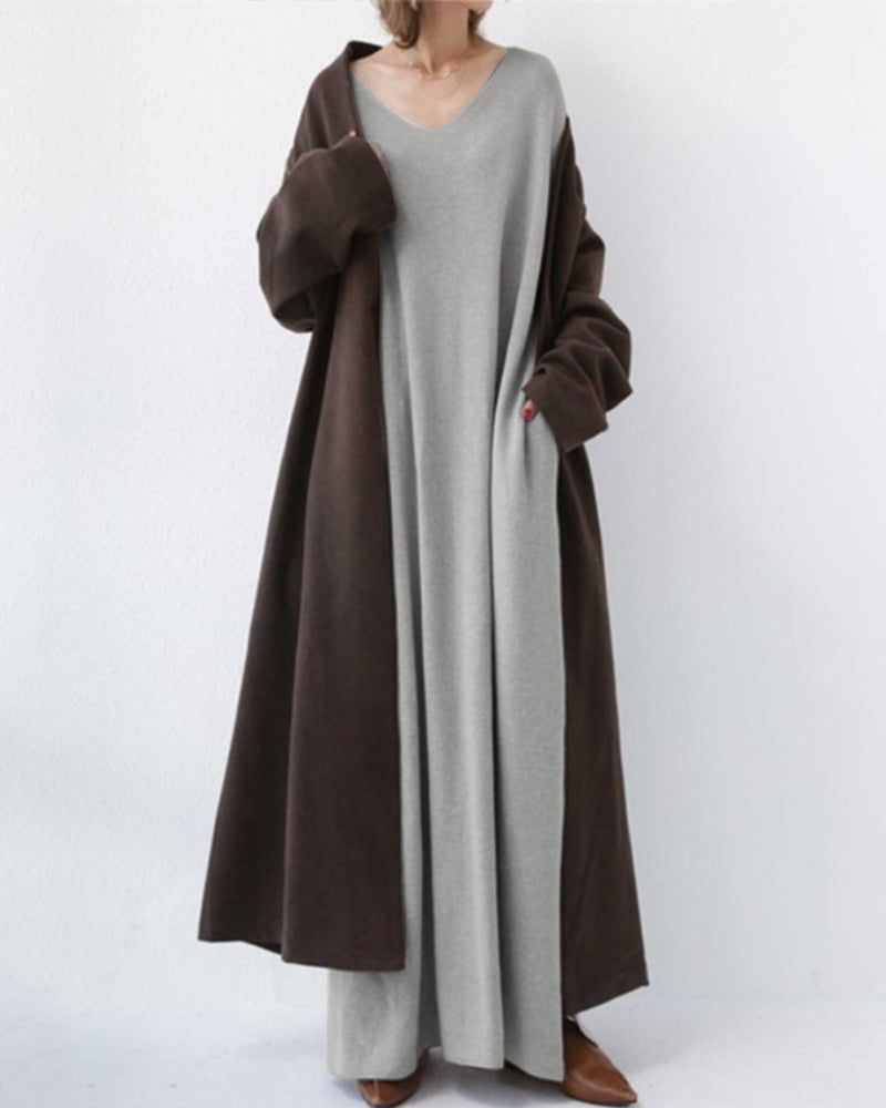 Herbstliches Maxikleid aus Baumwoll-Leinen-Mix – Sorella