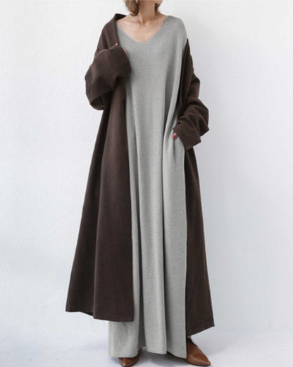 Herbstliches Maxikleid aus Baumwoll-Leinen-Mix – Sorella