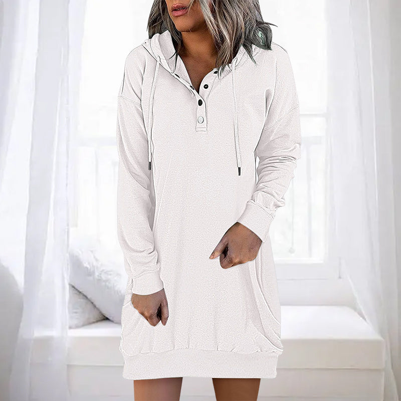 Herbstlicher Minimalistischer Long Damen Hoodie – Valeria