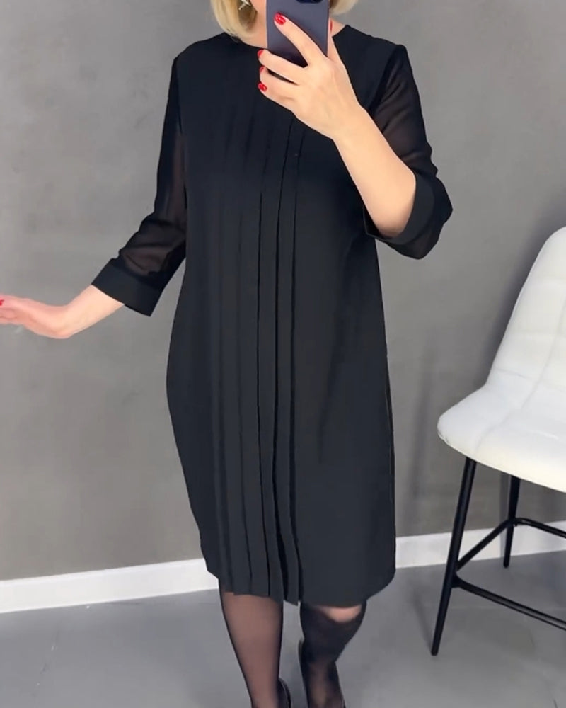 Elegantes Herbst-Shiftkleid mit Mesh-Details – Gabrielle