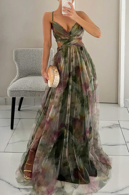 Elegantes Mesh-Maxikleid mit Figurbetontem Schnitt – Camille im Herbstzauber