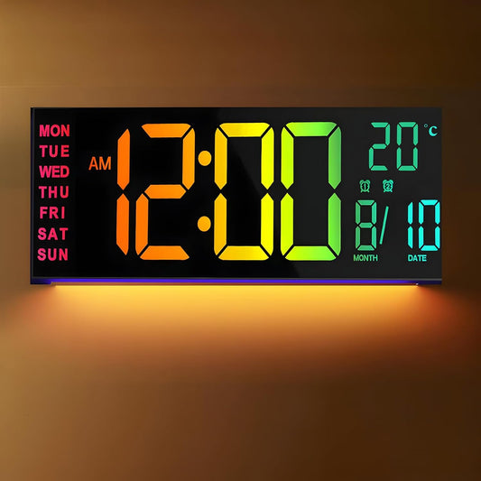 16-Zoll RGB Digitaler Wand- und Tischwecker mit Fernbedienung – Lumeris