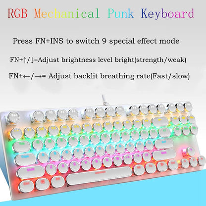 87-Tasten Mechanische Gaming-Tastatur RGB Hinterbeleuchtet Blaue Schalter