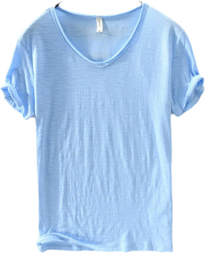 Herren V-Ausschnitt Leinen Shirt – Luca