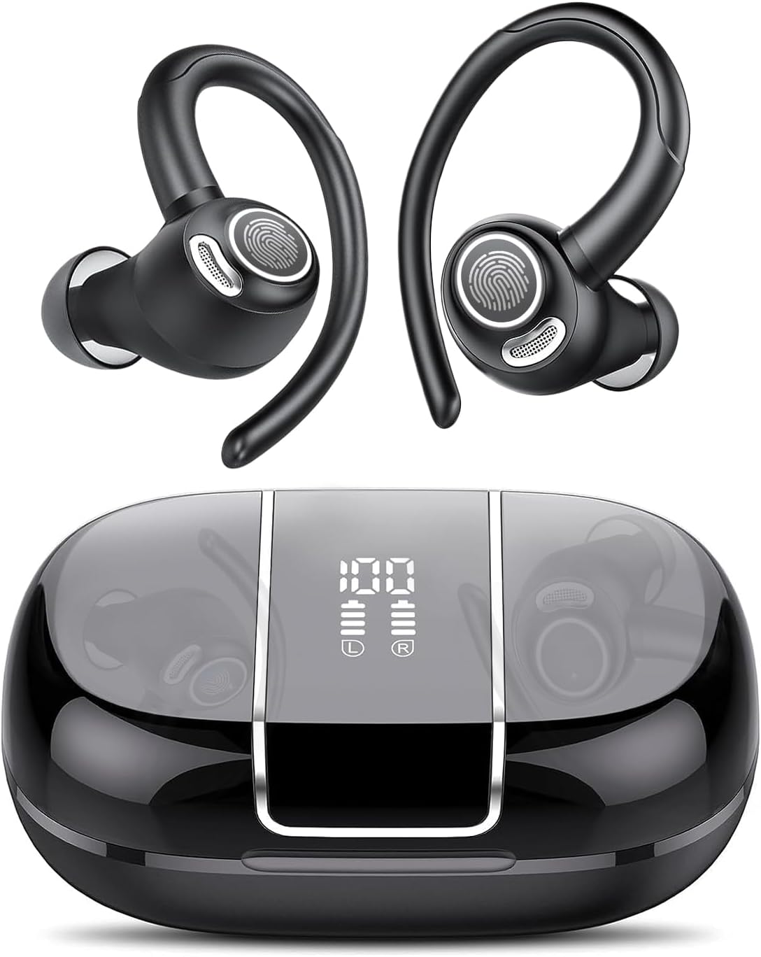 Drahtlose Bluetooth 5.3 Sport-Ohrhörer mit Geräuschreduzierung und 48 Stunden Wiedergabe – Zeyora