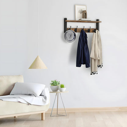 Wandgarderobe mit Regal und 5 Metallhaken – Ravora
