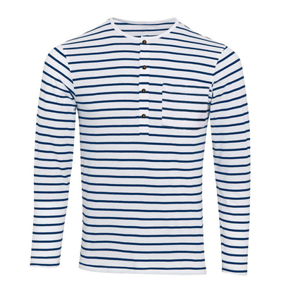 Gestreiftes Henley-Shirt mit langen Ärmeln – Dorian
