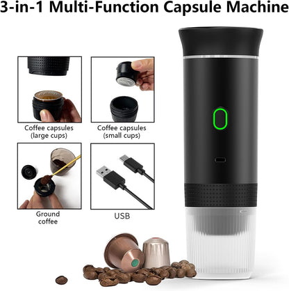 Tragbarer 3-in-1 Espresso-Kaffeemaker mit wiederaufladbarem Akku – Raverno