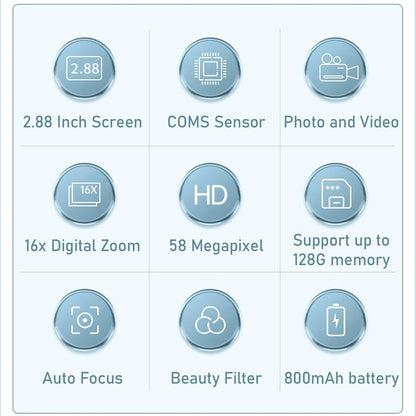 4K Kompakte Digitalkamera mit 58MP Fotos und 16-fachem Zoom – Lumora