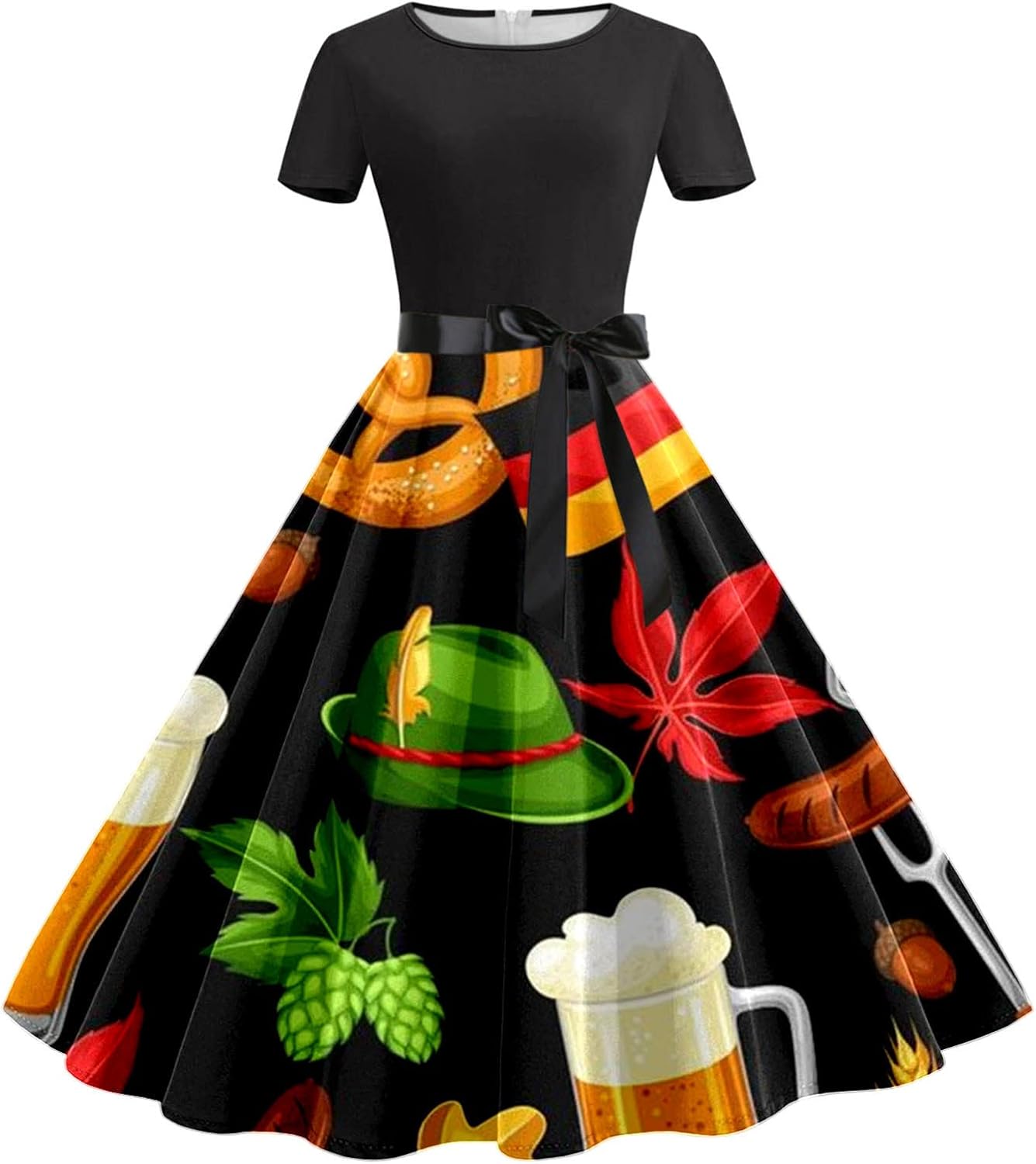 Bierkrug-&-Brezn-Kleid mit Taillenband – Anna Oktoberfest 2026