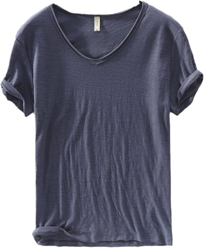Herren V-Ausschnitt Leinen Shirt – Luca