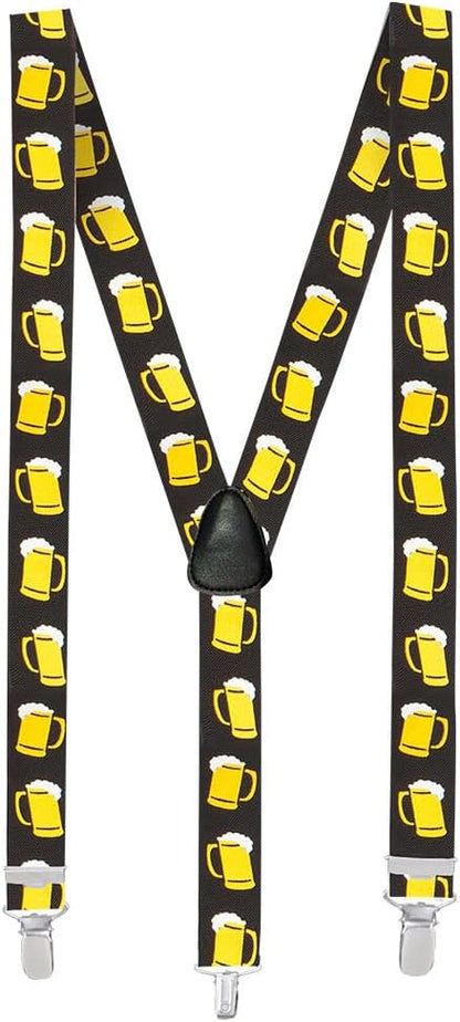 Trachten-Hosenträger schwarz mit Bierkrug-Motiv – ProstClip Oktoberfest 2026
