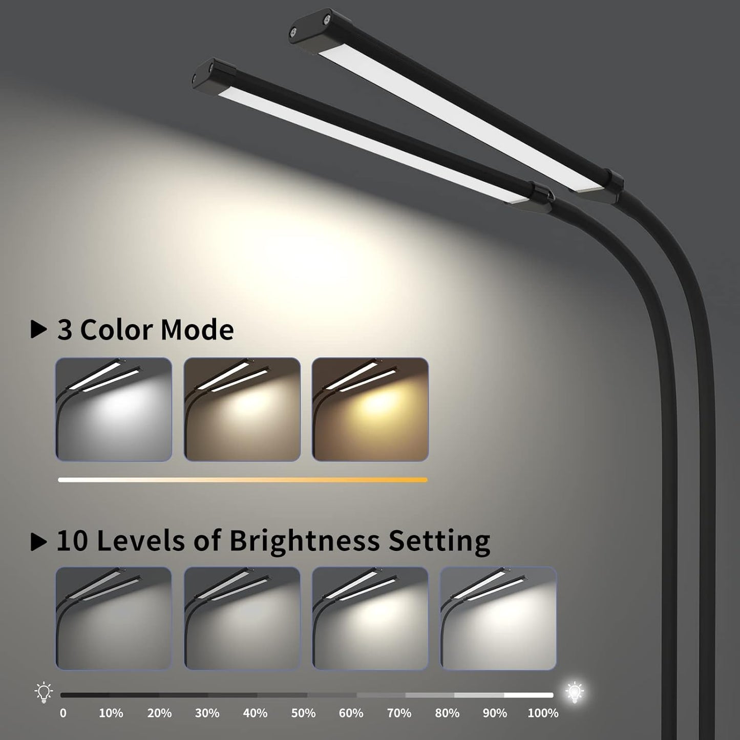 77 LED Schreibtisch-Klemmleuchte mit 70 cm flexiblem Schwanenhals – Ravien