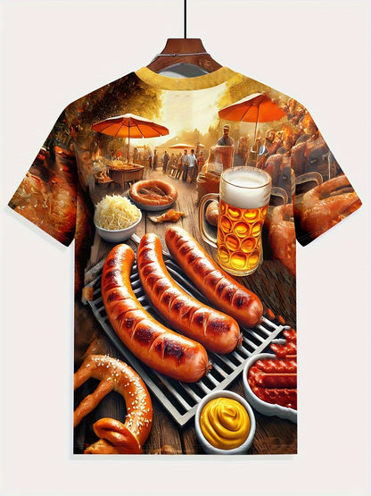 Herren Kurzarm T-Shirt mit BBQ- & Bier-Print – Karl Oktoberfest 2026