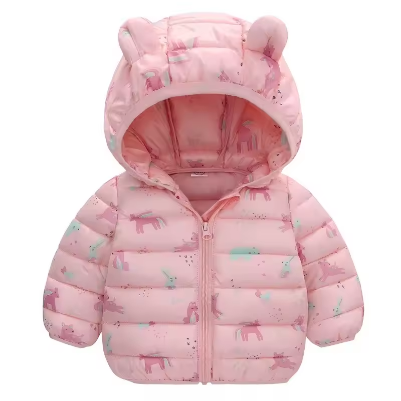 Kinder Regenjacke wasserdicht im Daunenstil mit Karikatur-Design – Miro