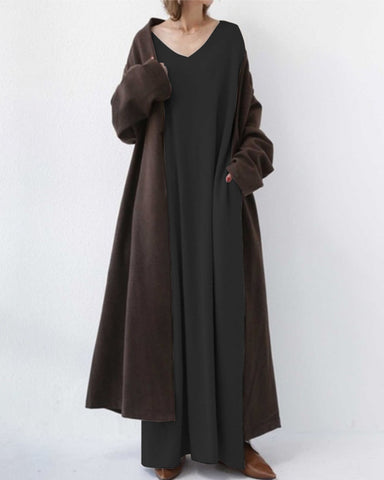 Herbstliches Maxikleid aus Baumwoll-Leinen-Mix – Sorella