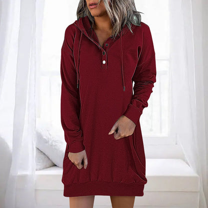 Herbstlicher Minimalistischer Long Damen Hoodie – Valeria
