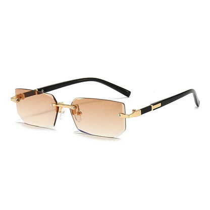 Stylische Rechteck-Sonnenbrille ohne Rahmen für Damen - KlaraView
