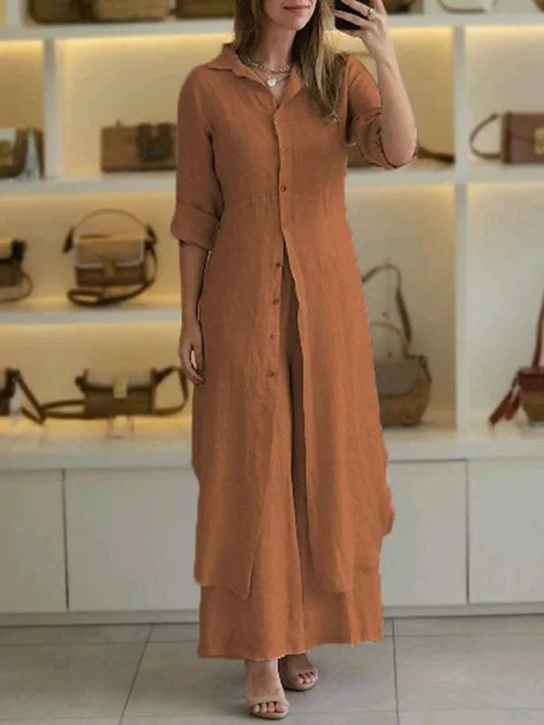 Zweiteiliges Damen Herbst Set aus Leinen – Amaya