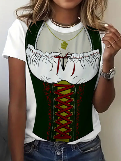 Damen Kurzarm T-Shirt im Dirndl-Look – Anna Oktoberfest 2026