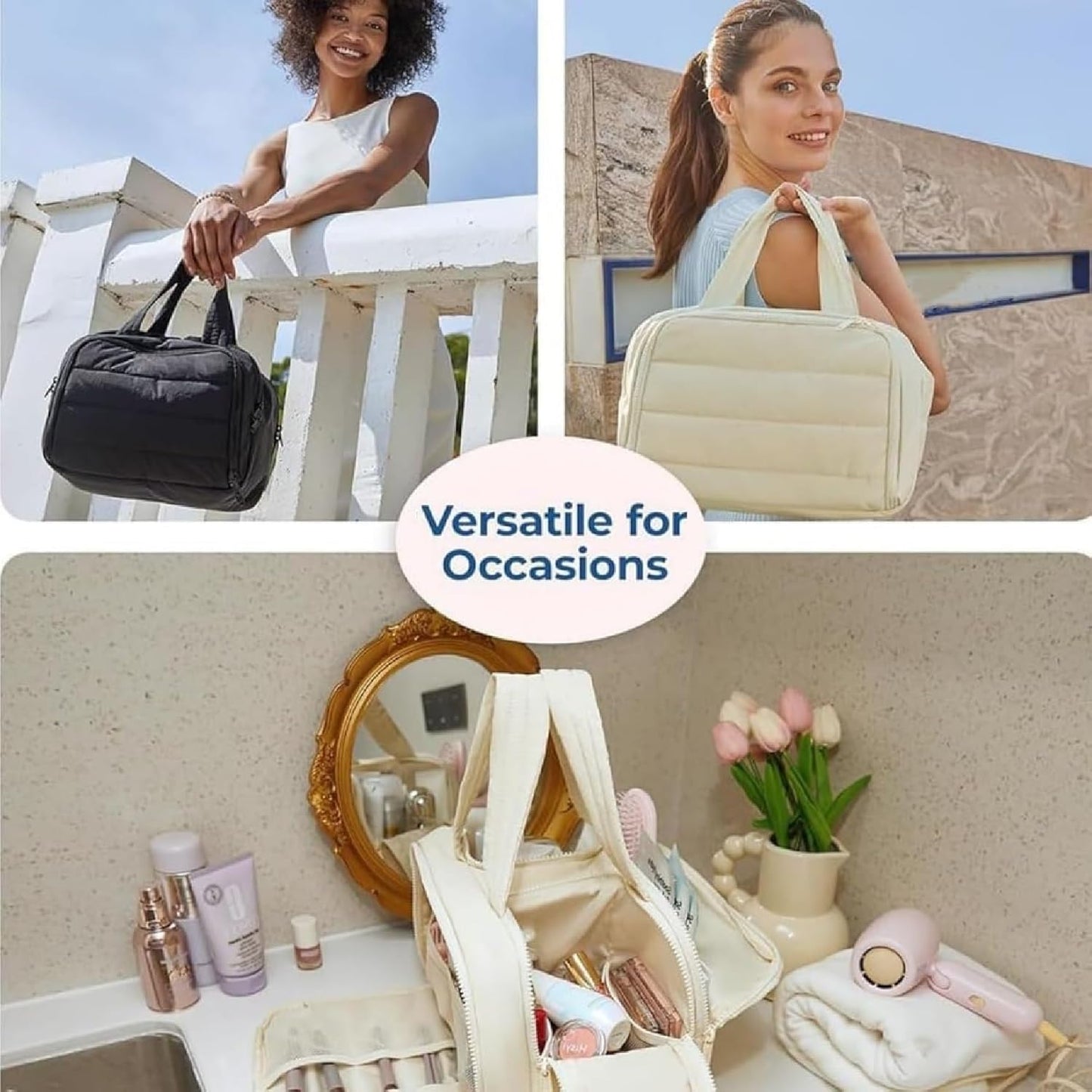 Reise-Kosmetiktasche – Große wasserdichte Kulturbeutel- und Make-up-Organizer (4-in-1) – Selvane